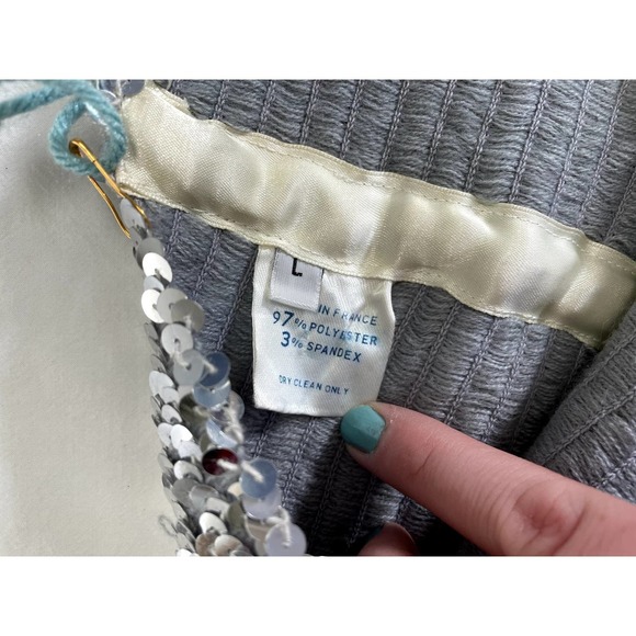 Vintage 1970s Silver Sequin Tube Skirt Top Festive Holiday One Size - Picture 10 of 11